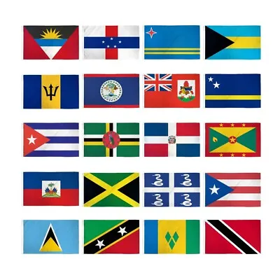 $90 • Buy Set Of 20 Caribbean Country Flags 3x5ft Countries Of The Caribbean Flags Set