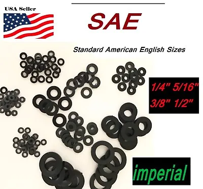 Black Nylon Washers 1/4 5/16  3/8  1/2  SAE Imperial Inch Plastic Flat Spacer   • $8