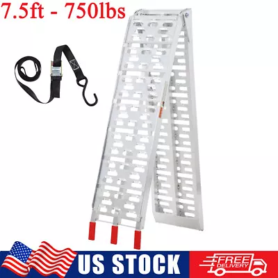 750lbs 7.5' Aluminum Folding Loading Ramps For ATV Truck Motorcycle Lawn Mower • $89.99