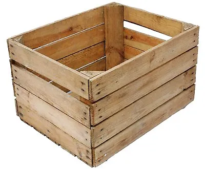 £18.95 • Buy Large Rustic Wooden Slatted Fruit Apple Storage Welly Wine Crate Vintage Box
