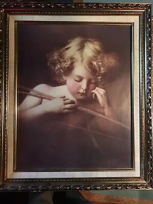 Cupid Asleep Vintage Framed Art Print By M.b. Parkinson (print Copyright 1897) • $75