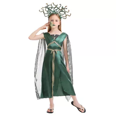 Kids Cosplay Medusa Costume Dress Outfits Halloween Carnival Dress Suit • £29.99