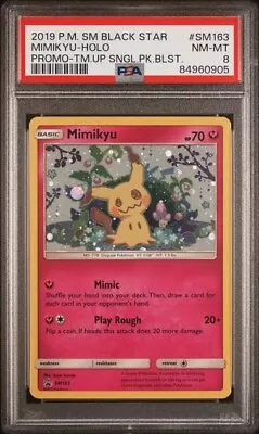 PSA 8 Near Mint Mimikyu Holo Black Star Promo SM163 Pokemon Card Team Up • $17.91