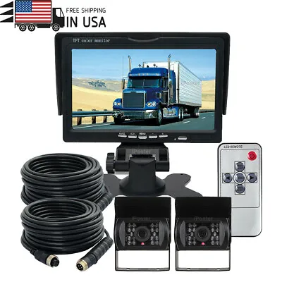 Dual 4Pin Rear View IR Backup Camera  7   TFT LCD Monitor For Truck Van Bus Kit • $74.99