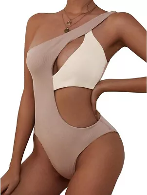 Lovely One Shoulder Underwired High Cut Cutout Swimsuit Size XL (16/18) • £9