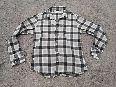 7 Diamonds Button Up Shirt Men's Medium Gray Plaid Long Sleeves Lightweight • $14.77