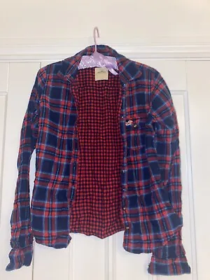 £10 • Buy Hollister Checked Shirt, Red And Blue, Medium/Size 8