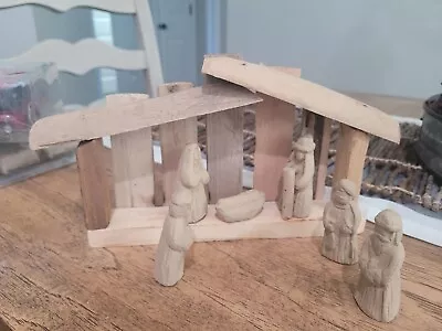 Miniature Wooden Nativity Set 7 Piece Set • $15