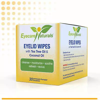 EyeCareNaturals™ Tea Tree Oil Eyelid Wipes Dry Eyes & Makeup Removal 30 Wipes • $22.95