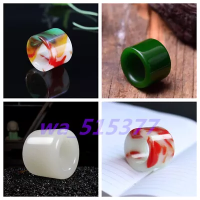 Rare Huge Men Multicolor  Jade Thumb Ring Band Real Genuine Size 11-13# • $9.88