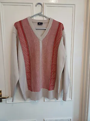 Mens Gabicci Navy Long Sleeve Wool / Acrylic Jumper Sweater Medium V-Neck • £8.90