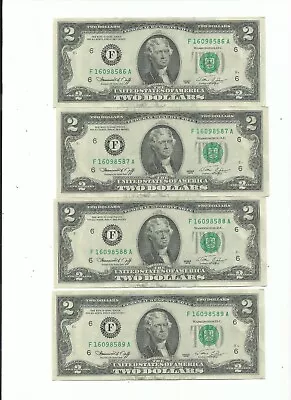 4 1976 $2 Two Dollar Bills (Atlanta GA) AUNC- FREE SHIPPING • $11.49