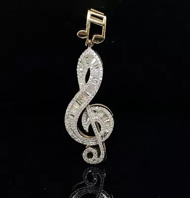 Unisex 2.Ct Round Cut Moissanite Music Note Fancy Pendant 14K Yellow Gold Plated • $142.50