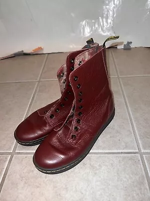 Dr. Martens Stratford 9 Eye Fold Down Boot Maroon Women's 7 UK 5 Floral Interior • $29.99