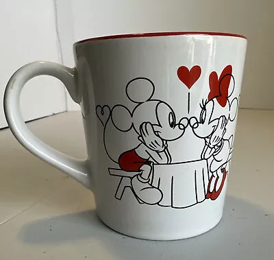 Disney  Mickey Mouse Minnie Mouse Heart Love Swing Red White  Cup Mug 4” • $13.50