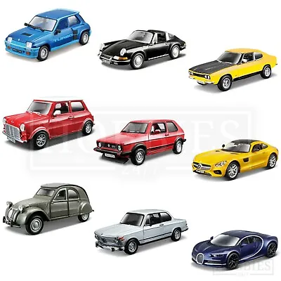 Bburago 1:32 Classic Diecast Model Cars Ford Capri Porsche BMW Citroen Mini Golf • £13.18