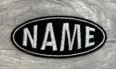 Small Oval Name Embroidered Felt Patch Biker Scooter Sew On • £3.50