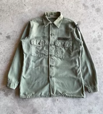 Vintage 60s US Military OG107 Green Fatigue Button Shirt Jacket Size Medium  • $32.49