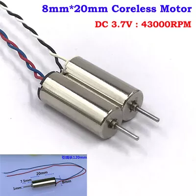 8mm*20mm DC 3.7V 43000RPM High Speed Micro Mini Coreless Motor RC Drone Engine • $1.75