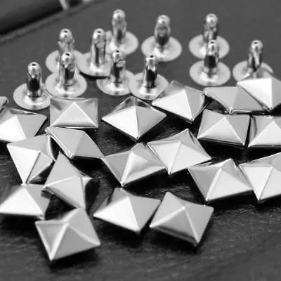 100x Silver Pyramid Rivets Spikes Studs DIY For Making Leather Bag Belt Clothes • $3.72