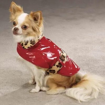 Safari Rain & Shine Dog Coat By Zack & Zoey In 4 Sizes W/ Leopard Print & Red • $19.99