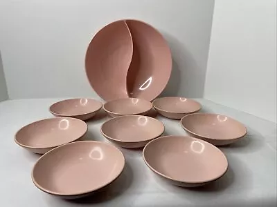 Vtg Windsor Melmac Bowls Pink Divided Serving Berry Mid Century Set USA • $19.96