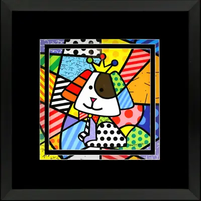 Romero Britto  Royalty Dog  NEW CUSTOM Matted FRAMED Art Print POP Animal Miami • $249.99