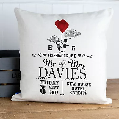 Personalised Wedding Cushion Cover MR & Mrs Anniversary Date Gift Love KC37 • £12.95