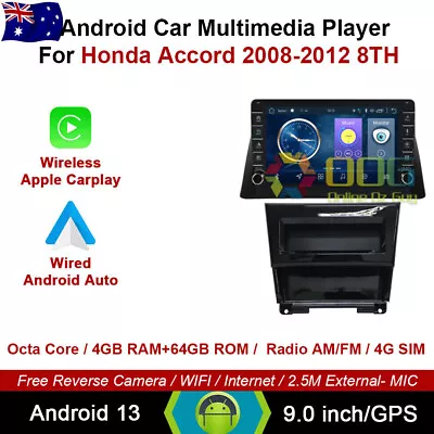 9  Android 13 Octa Core Car Non DVD GPS For Honda Accord 08-12 8TH Carplay Auto • $599.90