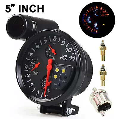 5  4-In-1 Tachometer 11K RPM With Water Temp Oil Temp Oil Pressure Meter US O4K7 • $42.88