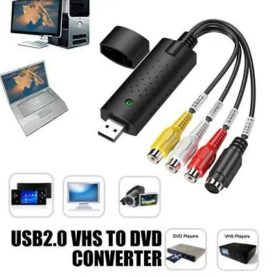 USB 2.0 VHS Tapes Tape To DVD VCR Audio Video Converter Cards PC Adapter V4S7 • £7.32