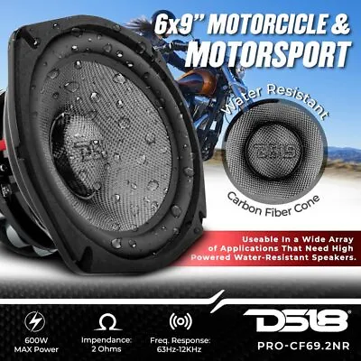 DS18 PRO-CF69.2NR 6x9  Motorcycle Marine Car Mid-Bass Midbass Speaker 600W 2 Ohm • $199.95