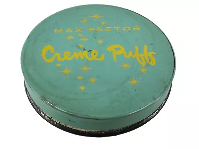 VTG 1953 CREME PUFF By MAX FACTOR MARYLIN MONROES' FAV MAKE UP BASE TIN BOX CASE • $64.99