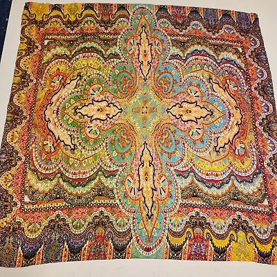 Vismaya Silk Scarf 40X40  Rainbow Mandala Paisley Groovy Psychedelic • $24