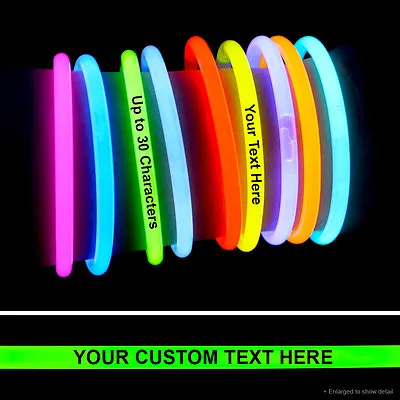 $34.99 • Buy 50 X IMPRINTED 8  Glow Light Sticks Bracelets Birthday Party DJ Wedding Favors