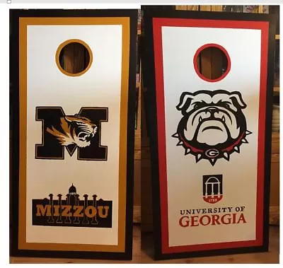 University Of Missouri And Georgia Two Logo Cornhole Set With Free Bags  • $173