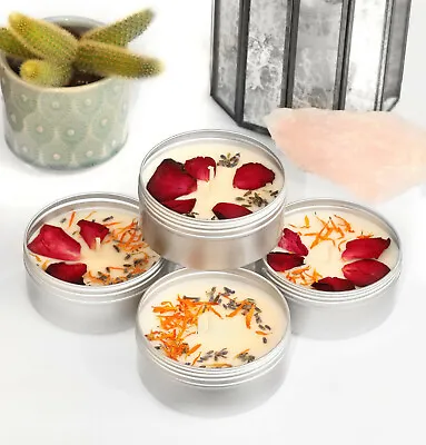 £14.99 • Buy TIN CANDLE MAKING KIT Makes 1 Dried Flower Petal Scented Eco Soy Wax Tin KVH