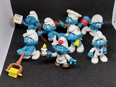 Smurfs Lot Of 8 Super Smurf 40225 Schleich Peyo Figure Vintage Toy (Lot #121) • $23