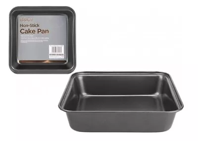 2x 23cm Square Non Stick Baking Tray Brownie Oven Cake Baking Steel Pan Tin • £11.99