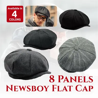 $11.99 • Buy Mens 8 Panels Newsboy Flat Cap Peaky Blinders Baker Boy Golf Driving Beret Hat