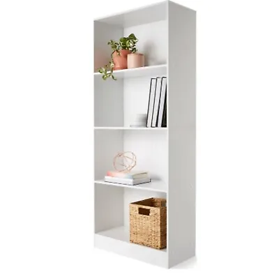 4 Tier Shelf Display Bookshelf Bookcase Storage White Rack Wooden Shelving AU • $41.70