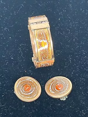 Vintage Matisse Renoir Copper & Enamel Gracelet  Cuff  Bracelet & Earrings • $49.99