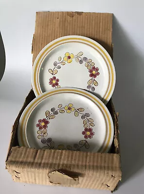 5 Vintage 1965 Newcor Stoneware  Charlotte  Japan Salad Plates Hand Painted • $64.99