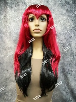 Black Dark Red Temptress Wig Goth V Widows Peak Bangs Gothic Vampire Madame Vamp • $16.95