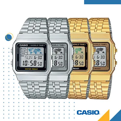 GENUINE Casio A500 Classic Retro Stainless Steel Digital Watch Silver Gold Alarm • $88.50