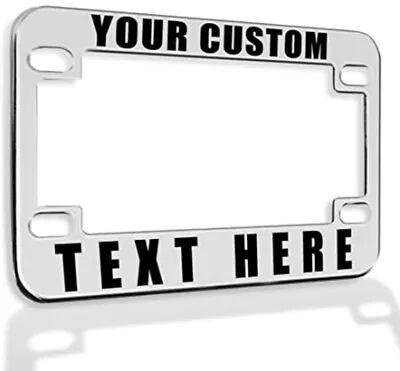 CUSTOM PERSONALIZED (Plastic) Chrome MOTORCYCLE License Plate Frame Black FONT • $11.95