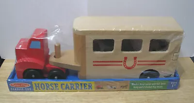 Melissa & Doug Classic Toy ~ Horse Carrier W/ 2 Flocked Horses ~ Solid Wood NIP • $19.95