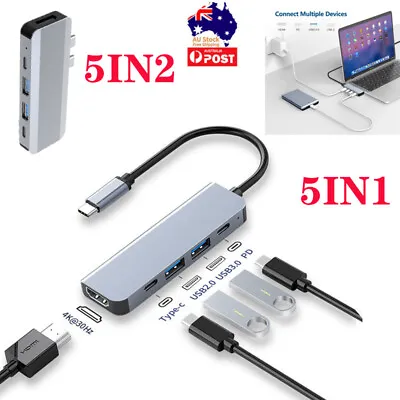 $21.59 • Buy 5 In 1 Multiport USB-C Hub Type C To USB 3.0 4K HDMI Adapter For Macbook Air Pro