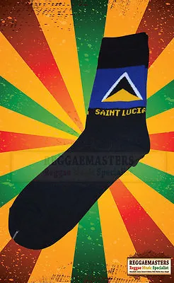 £6.49 • Buy Saint Lucia Flag Black Knitted Socks Top Quality Roots Culture Rasta Reggae (9)