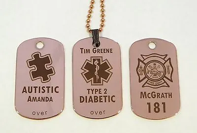 Copper Tone Metal Medical Alert Diabetic Autism Id Tag - Free Engraving • $14.99